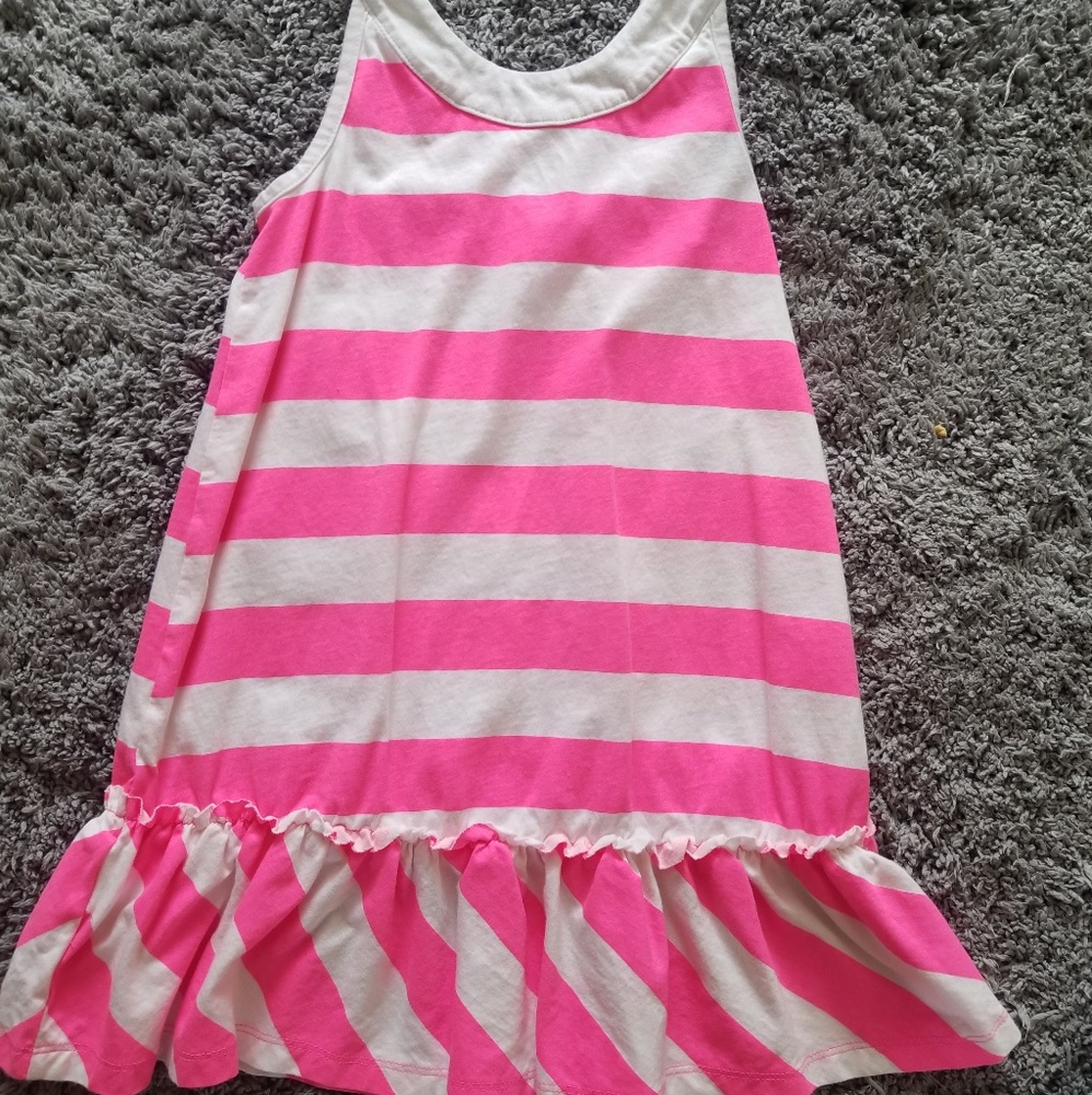 Kids pink and white striped dress